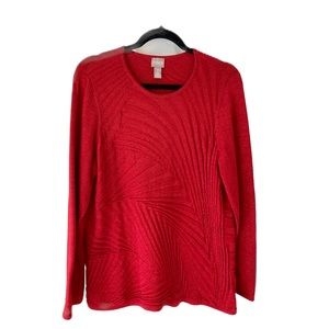 Chico’s Pullover Sweater Red with Metallic Thread 2 Large 12